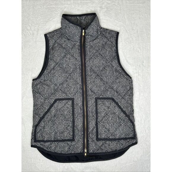 J. Crew Excursion Herringbone Vest Women’s Small Gray Quilted Puffer Jacket - Picture 1 of 9